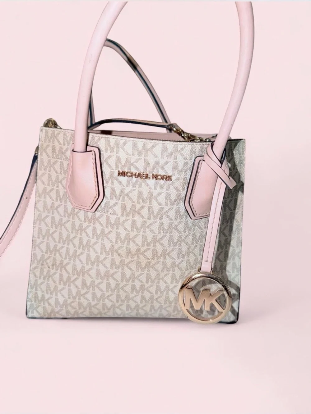 Michael Kors Pink and Vanilla Signature Satchel